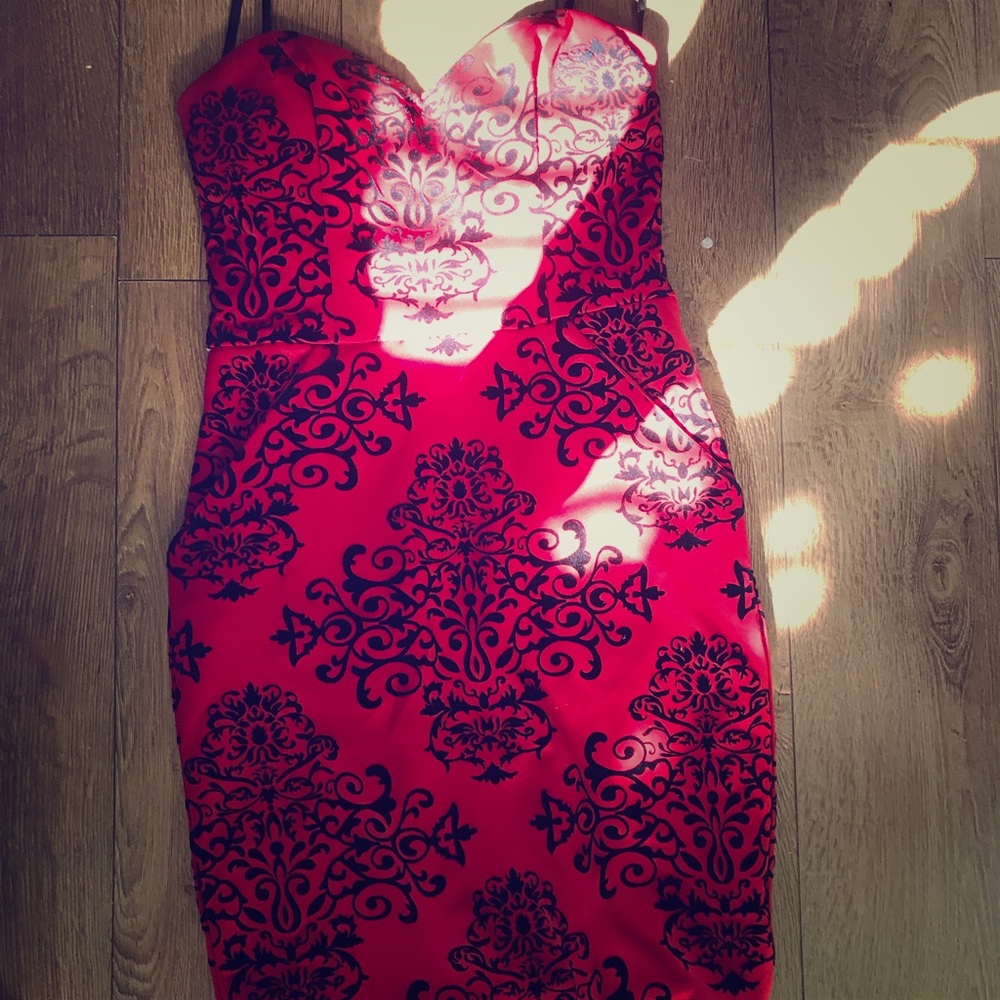 Strapless red dress